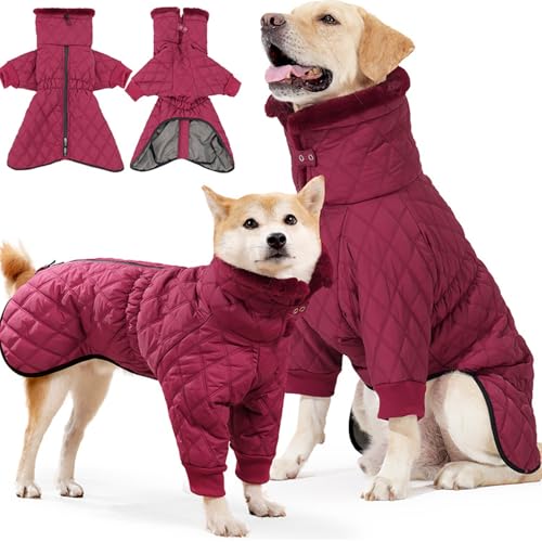 Hundemantel Winter Wasserdicht und Warm, Winterjacken & Wintermäntel für Hunde mit Reißverschluss, Polyester Für Kleine Mittelgroße und Große Hunde(Red,S) von YHXAIQ