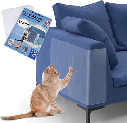 YHZHEN Katze Kratzschutz, 10pcs Kratzschutz-Möbelschutz für Katzen, Anti Kratz Katzen Folie für Sofa Katze Kratzschutzfolie mit 40 Polster Nägel,21x30cm von YHZHEN