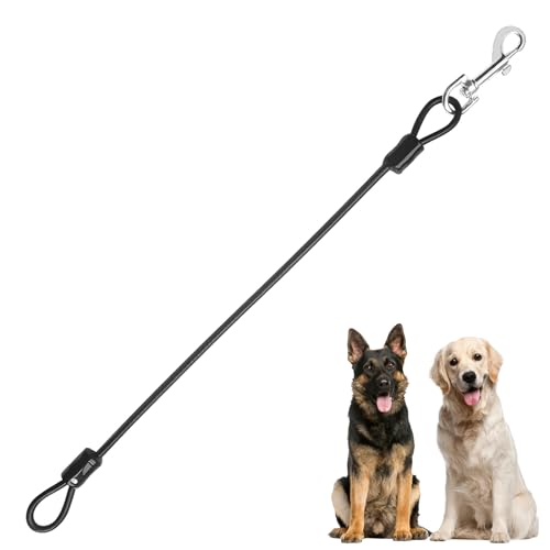 Hundeleine Mittelgroße Hunde Chew Proof Hundeleine Edelstahl Metall-Hundeleine Doppelleine für mittlere Hunde bis 50 Kg (M) von YHZNAGEM