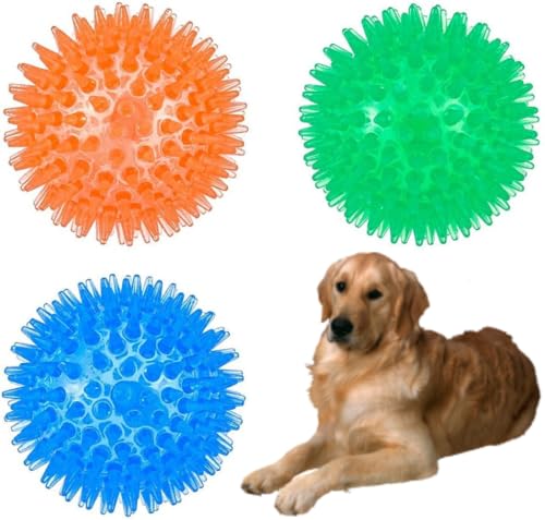 YIAGUN Quietschender Hundeball, Hundespielzeug, Zahnreinigung, Kauspielzeug, Haustier-Trainingsball, interaktiver Hundeball, Zahnreinigung für kleine und mittelgroße Hunde, Hundezubehör, 3 Stück von YIAGUN