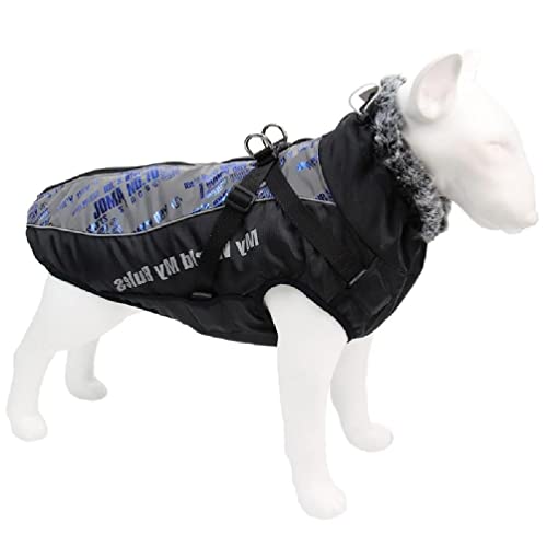 Hundekleidung Jacke Haustier Hundemantel mit Geschirr Reflektierende Hundeweste zum Spazierengehen in der Nacht Wasserdichter Hundemantel Winter Haustier Hundemantel mit Geschirr von YIAGXIVG