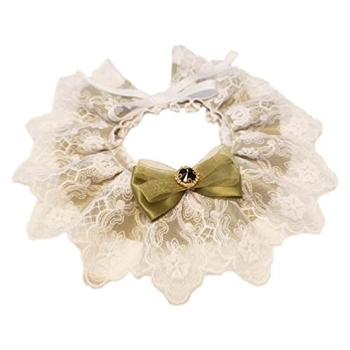 Spitze Bowknot Halsband für Hund Vintage Lacy Halsband für Bichon Katzen Beißring Halstuch Urlaub Party Foto Zubehör Katzenschal Halsband für Katzen Katzenschal Spitze von YIAGXIVG