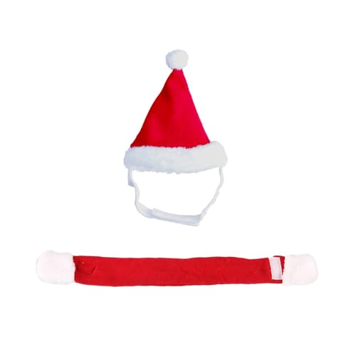 YIAGXIVG Hunde Weihnachts Outfit Weihnachtsmütze Und Schal Set Lustiges Kostüm Feiertagsparty Für Winterfestlichkeiten Haustier Weihnachts Outfits Weihnachtsmütze Für Kleine Hunde von YIAGXIVG