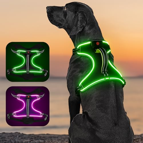 Light Up Hundegeschirr No Pull LED Hundegeschirr mit Griff … (groß, grün) von YIAZIM