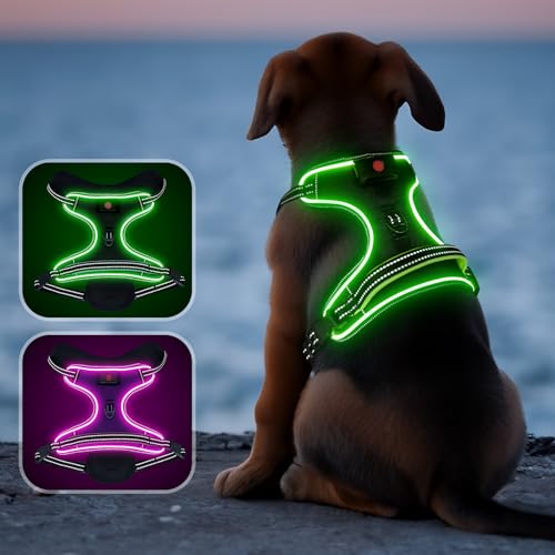 Light Up Hundegeschirr No Pull LED Hundegeschirr mit Griff … (klein, grün) von YIAZIM