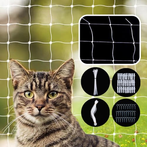 YIBINKI Katzennetz für Balkon,Verdicktes Katzennetz Transparent Haustiernetz,Hochfest,Katzenschutznetz für Katzen zur Sicherung von Balkon, Terrassen, Fenstern(3x8m) von YIBINKI