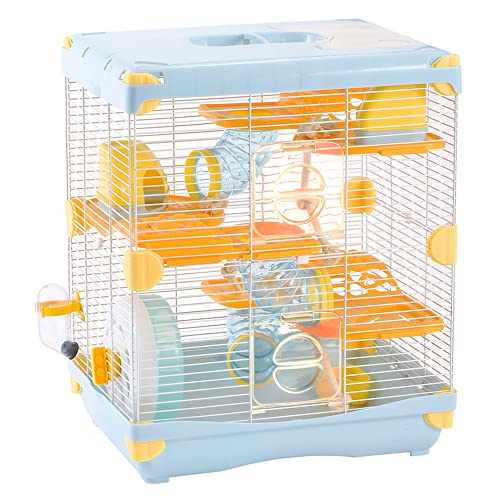 YIBOPET Hamsterkäfig, Kleintierkäfig, 3 Ebenen, Käfiggröße: 36 cm (B) x 27 cm (L) x 42 cm (H), geeignet für Hamster mit einer Länge von bis zu 8,9 cm von YIBOPET