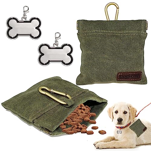 YICH Leckerlibeutel für Hunde Futterbeutel Hundetraining Leckerlitasche für Hunde Kleine Futtertasche Freihändige Hundeleckerlitasche mit Karabiner für Gassigehen Hundetraining von YICH