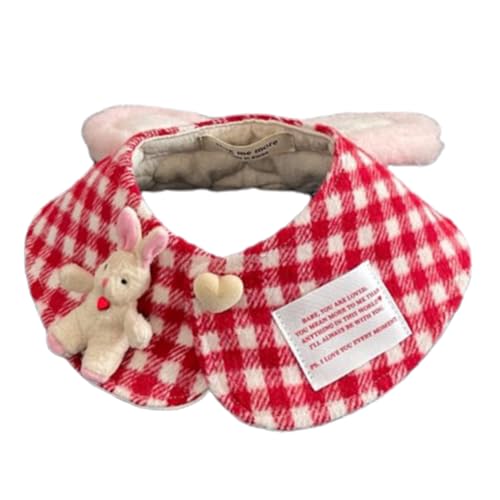 YIGZYCN Haustier Speichelhandtuch Halsband Gittermuster Halsband Niedliche Hasenohren Verstellbare Bandanas Kätzchen Welpen Festival Halsbänder Haustier Bandanas Halsband Für Hunde Haustier Bandanas von YIGZYCN