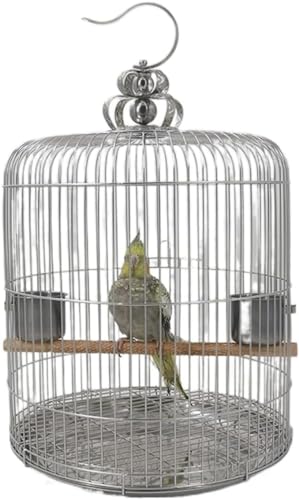 YIHANSS Feiner Vogelflugkäfig, Vogelträger, klassischer Retro-Stil, zylindrischer Edelstahl-Vogelkäfig, Vogelkäfig für Xuanfeng Canary Love Bird Zucht, Nymphensittichkäfig von YIHANSS