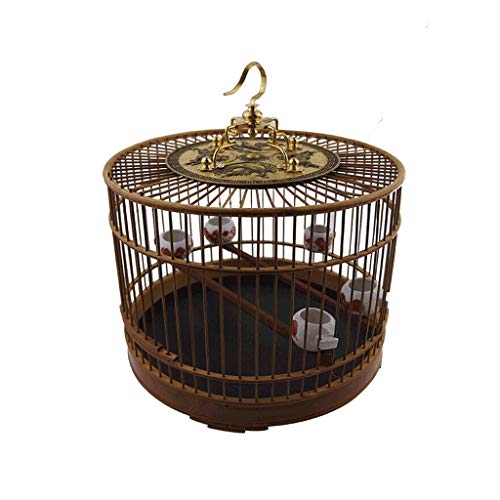 YIHANSS Großer Vogelkäfig für drinnen und draußen, Vogelkäfig aus Bambus, luxuriöse Vogelvilla im chinesischen Stil, Retro-Design, Durchmesser 29 cm, Papageienkäfig von YIHANSS