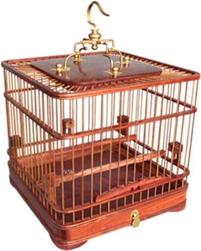 YIHANSS Originaler Vogelflugkäfig im Retro-Stil aus Holz, klassischer quadratischer geschnitzter Vogelträger, Gartendekoration für Xuanfeng Canary Love Bird Zuchtkäfig, Nymphensittichkäfig YIHANSS Originaler Vogelflugkäfig im Retro-Stil aus Holz, klassischer quadratischer geschnitzter Vogelträger, Gartendekoration für Xuanfeng Canary Love Bird Zuchtkäfig, Nymphensittichkäfig von YIHANSS