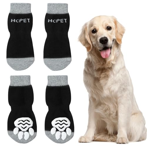 YIIWONI 2 Paar Indoor Anti-Rutsch Socken für Hunde, Hundesocken Leckschutz, Hunde Pfotenschutz, rutschfeste Hundesocken für Hartholzböden, Geeignet für kleine oder große Hunde und Katzen von YIIWONI