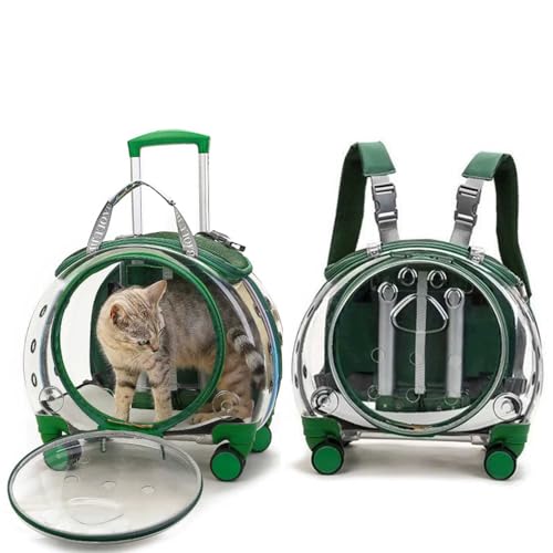 Katzen Transporttasche mit Rollen, Transparent Tragetasche für Hunde und Katzen, Trolley für Haustiere, Katzen Transportboxen für Katzen, Katzentransportbox für Draußen und Zuhause von YIMBFCA