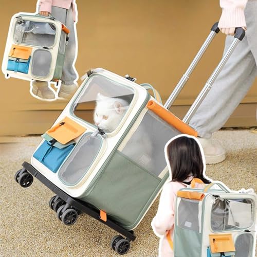 Transportbox Katze Hund, Katzen Transportboxen mit Rollen, Faltbare Katzentasche Transporttasche, Katzentransportbox Hundetragetasche für Katzen Kleiner Hund Welpe von YIMBFCA