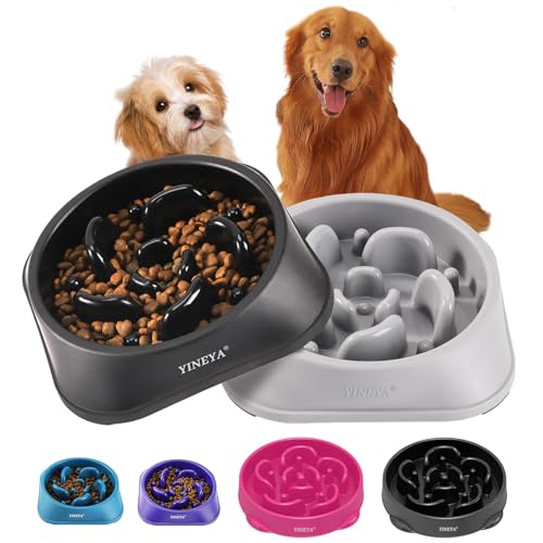 YINEYA 2 Stück Slow Feeder Hundeschalen, Hundezubehör, das das Fressen verlangsamt, Hundenäpfe, Labyrinth-Hundepuzzle-Feeder für mittelgroße Rassen von YINEYA