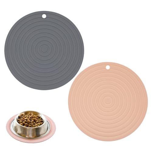 2Pcs Napfunterlage Silikon Futtermatte rutschfeste Katzen- und Hundefuttermatte Haustierfütterungsmatte für Katzen und Kleine Hunde von YINGLUOEU