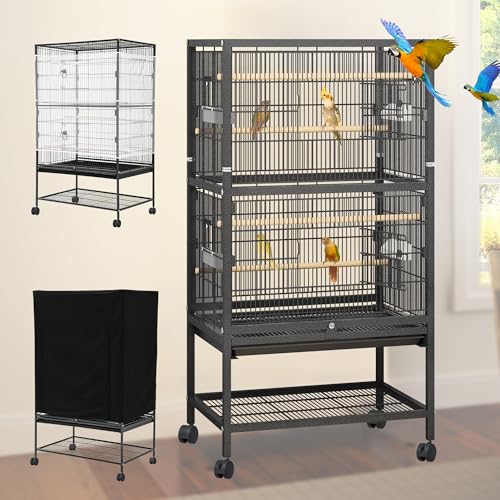 YINTATECH Vogelkäfig Abdeckung und Vogelkäfig Samenfänger, Vogelkäfige für Sittiche, Papageien, Nymphensittiche, Tauben, Metall Big Bird Cage von YINTATECH