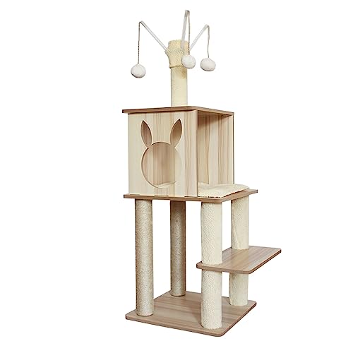 Kratzbaum, Kleiner Katzenturm for Hauskatzen, Kätzchen, mehrstufige Plüsch-Katzenwohnung, 15,7 x 15,7 x 49 Zoll, Kratzbaum von YIORYO