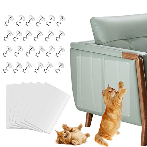 Katze Kratzschutz Sofa, 6 Stück Anti Kratz Möbelschutz, Möbel Protector-Kratz Scratch Couch Schutz mit Selbstklebende Pad, Kratzschutz Protector für Tür Möbel Wand, Transparent Anti Kratz Pad von YISKY