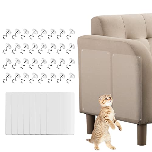 Katze Kratzschutz Sofa, 8 Stück Anti Kratz Möbelschutz, Möbel Protector-Kratz Scratch Couch Schutz mit Selbstklebende Pad, Kratzschutz Protector für Tür Möbel Wand, Transparent Anti Kratz Pad von YISKY