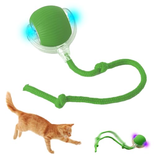 YISKY Interactive Cat Toys Rolling Ball, Hundespielzeug Ball mit Schnur, Interaktives Hunde Ball Spielzeug, Interaktives Katzenspielzeug Katzenball, Automatisch Rollender Ball für Katzen Und Hunde von YISKY