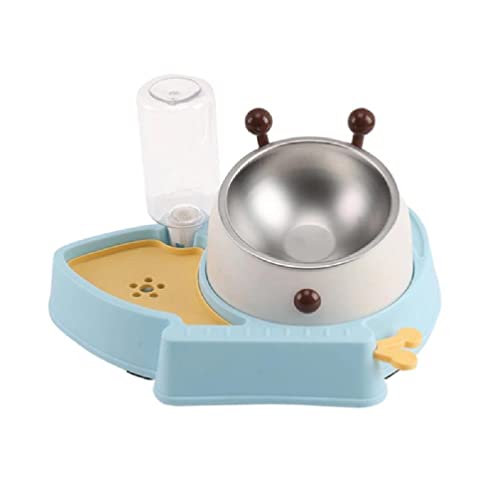 YISU4 3 in 1 Pet Tableware Dog Food Bowl Automatic Water Dispenser Tilted Elevated Stainless Steel Bowl Detachable Waterer dog slow feeder bowl for small medium large breed von YISU4