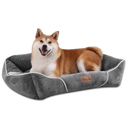 YITAHOME Hundebett für Hunde mittlerer bis Kleiner Größe, Hundekissen,Hundebetten, 64x53cm, rutschfeste Unterseite Hundesofa,grau von YITAHOME