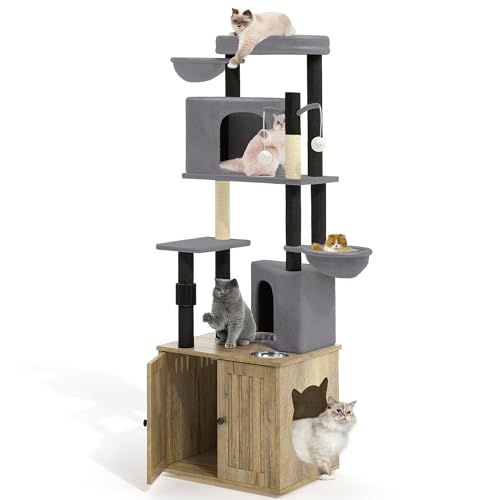 YITAHOME Katzenbaum - Großer Katzenbaum, Kratzbaum Katzenturm 185cm Katzenturm Für Kleine Große Ausgewachsene Katzen Kletterturm Katzenmöbel Mit Sisal-Seil PlüSch Höhlen Spielhaus Spielzeug Für Katzen von YITAHOME