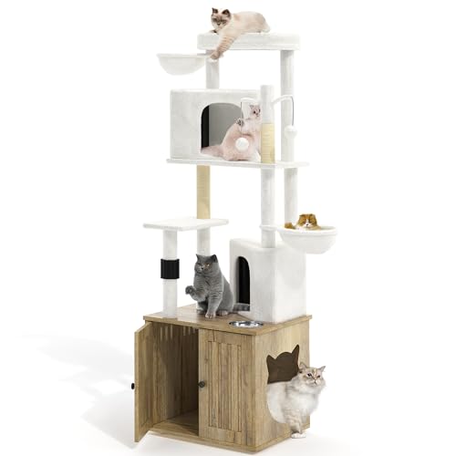 YITAHOME Katzenbaum - Großer Katzenbaum, Kratzbaum Katzenturm 185cm Katzenturm Für Kleine Große Ausgewachsene Katzen Kletterturm Katzenmöbel Mit Sisal-Seil PlüSch Höhlen Spielhaus Spielzeug Für Katzen von YITAHOME