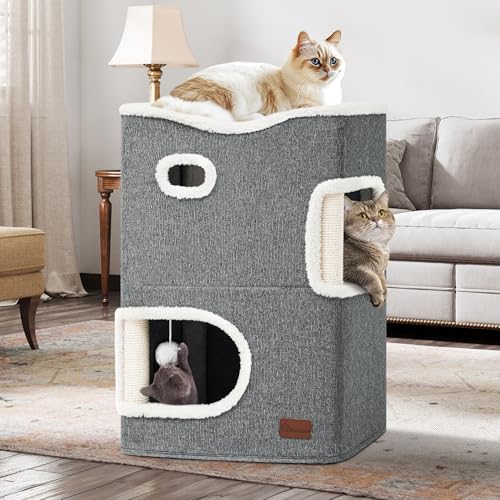 YITAHOME Katzenbett für Indoor-Katzen, Katzenhaus Indoor, Katzentonne, Katzenhöhle, Kratzbaum Klein, Katzenmöbel, Katzenbett Höhle, katzenhöhlen, Katzenbetten (Grau) von YITAHOME