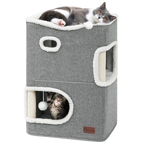 YITAHOME Katzenhaus Indoor, Katzenbett für Indoor-Katzen, Katzentonne, Katzenhöhle, Kratzbaum Klein, Katzenmöbel, Katzenbett Höhle, katzenhöhlen, Katzenbetten (Grau) von YITAHOME