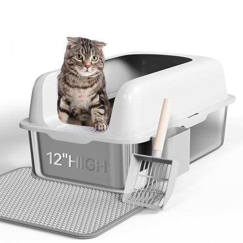 YITAHOME Katzentoilette grau Reinigung Katzentoilette aus Edelstahl von YITAHOME