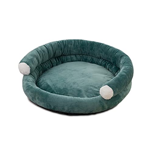 YITANA Egg Tart Pet Dog Sofa Bed Round Cat Sofas Cat Bed with Zipper Dog Bed for Small Midium Dog Suede Easy Clean (M,Green) von YITANA