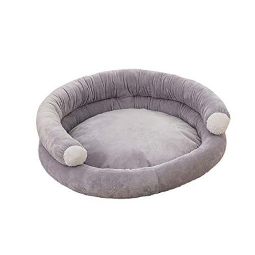 YITANA Egg Tart Pet Dog Sofa Bed Round Cat Sofas Cat Bed with Zipper Dog Bed for Small Midium Dog Suede Easy Clean (S,Grey) von YITANA