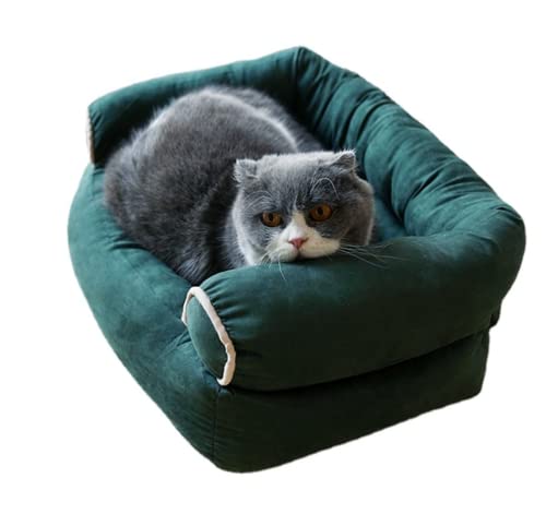 YITANA Vintage Haustier Katze Sofa Bett Katze Sofas für Indoor Katzen Höhle kleine Hunde Weich Bequem Wildleder Leicht zu Reinigen Fell (S 45 x 35 cm, Beige) von YITANA