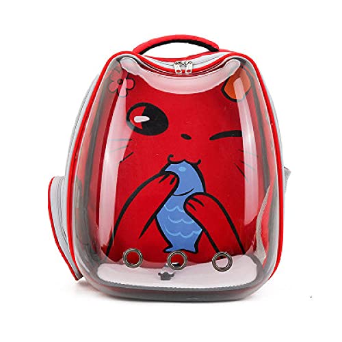 Rucksäcke Für Haustiere 1St Katzentasche Atmungsaktiv Tragbare Haustiertragetasche Outdoor Reiserucksack Für Hund Transparent Space Pet Rucksack Rot von YITON