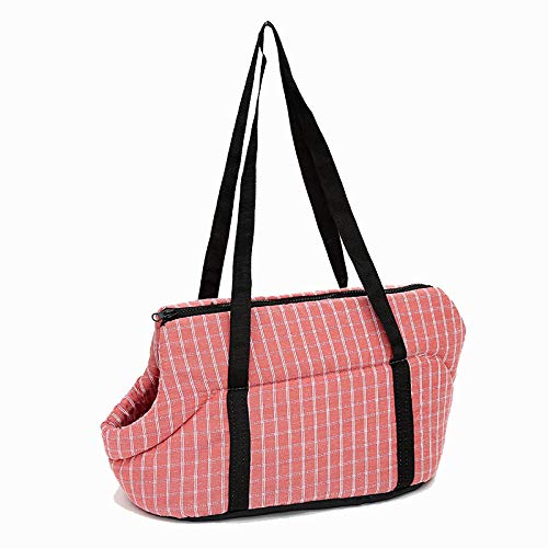 Rucksäcke Für Haustiere 1St Rosa Plaid Weiche Haustier Hund Umhängetaschen Trage Rucksack Outdoor Haustier Hundetrage Welpen Reisetasche 39X20X22Cm von YITON