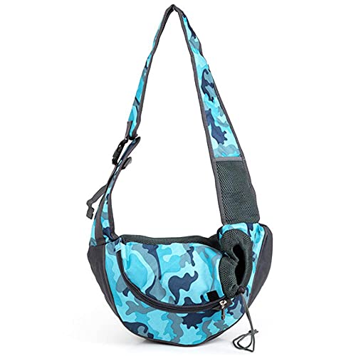 Rucksäcke Für Haustiere Camouflage Blue 1St Pet Puppy Carrier Outdoor Travel Dog Umhängetasche Mesh Single Comfort Sling Handtasche L von YITON