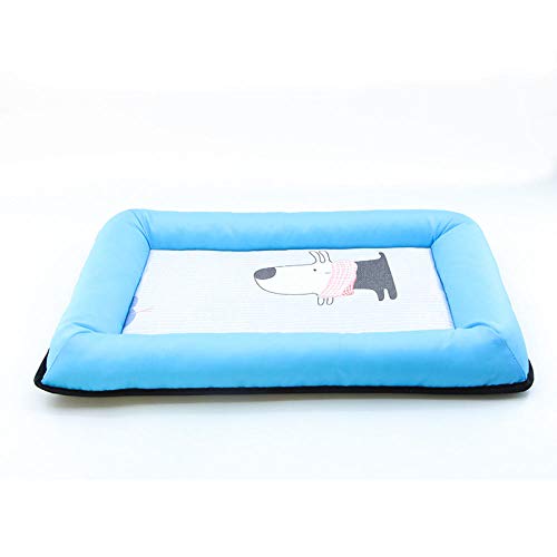 YITON Kühlmatte Für Hunde Neue Sommerhaustiermatte EIS Seidenzwinger Coole Nestmatte Haustier Hundebett Korb Hundebetten Für Große Bankmatte 1 Stück Blau von YITON