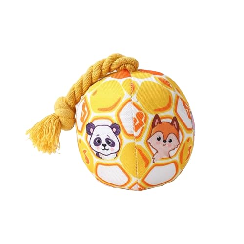 YIUPEDRFG Glockenklingelball, leicht zu reinigen und langlebig, Kauspielzeug für Hunde, aktiv, interaktiver Plüsch Hundespielzeugball, plüschiger, quietschender Hundeball, Gelb von YIUPEDRFG