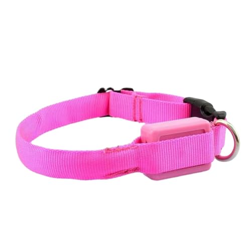 YIUPEDRFG Hundehalsband, geeignet für alle Rassen, verstellbare Schnallen, angenehm zu tragen, Hundegepäckgurt, Nylon, Nylon Hundehalsband, rosa (Batterie) von YIUPEDRFG