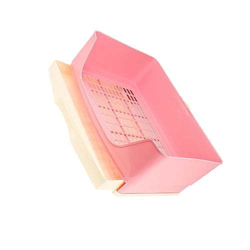 YIUPEDRFG Sauberkeit und Hygiene Toilettenbox mit Gitter Töpfchentrainer Kaninchentoilette mit Schublade Eck Toilettenbox aus Kunststoff, Rosa von YIUPEDRFG