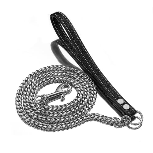 YIUPEDRFG Tragbares Leinenseil mit Ledergriff, präzise gefertigtes Hundehalsband für das Welpentraining, langlebige und robuste Hundeleinen, Schwarz, 60cm von YIUPEDRFG