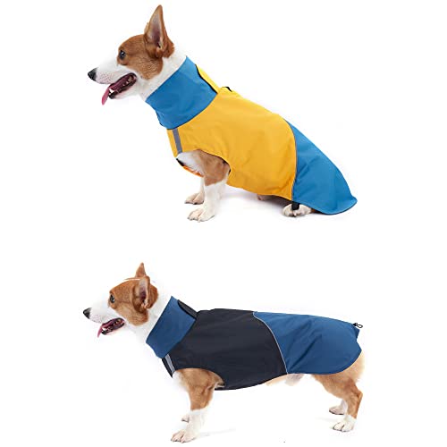 YIWEOG Outdoor-Mantel Hundejacke Wasserdichter Rollkragenpullover Reflektierender Outdoor-Regenmantel für kleine mittelgroße Hunde von YIWEOG