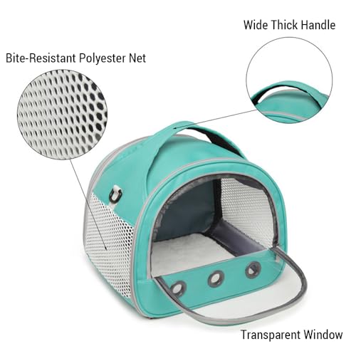 YIWEOG Tragbare Hamster-Tragetasche, atmungsaktiv, für Meerschweinchen im Freien, mit transparentem Fenster, Handtasche, Kaninchen, Kleintier-Reisetasche mit Schultergurt von YIWEOG