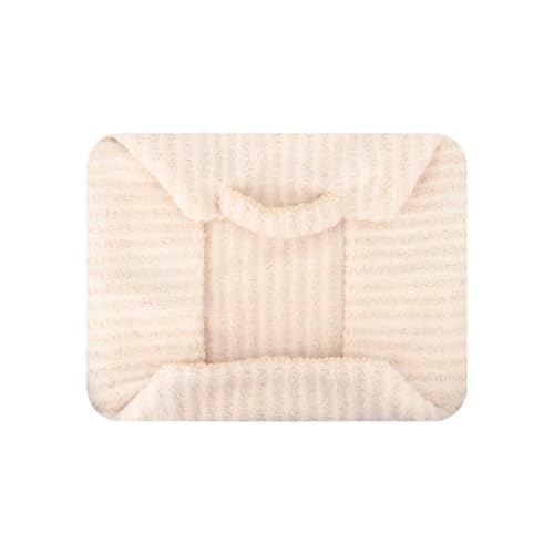 YIYANGQ Frottee-Haustierbett für kleine und mittelgroße Hunde und Katzen, gestreiftes Hundebett, waschbar, Hundebett mit Griff, (L - 70 x 54 cm, Bezug-Beige) von YIYANGQ