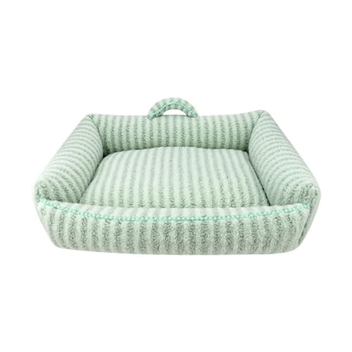 YIYANGQ Frottee-Haustierbett für kleine und mittelgroße Hunde und Katzen, gestreiftes Hundebett, waschbar, Hundebett mit Griff, (L - 70 x 54 cm, Grün) von YIYANGQ