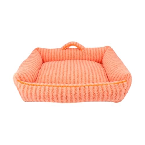 YIYANGQ Frottee-Haustierbett für kleine und mittelgroße Hunde und Katzen, gestreiftes Hundebett, waschbar, Hundebett mit Griff (M - 60 x 48 cm, Orange) von YIYANGQ