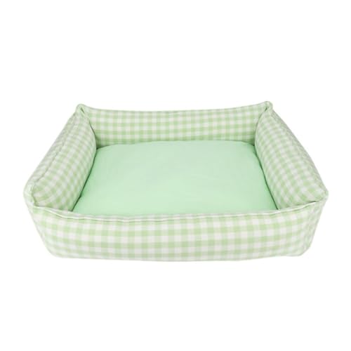 YIYANGQ Gingham-Hundebett für kleine Hunde, waschbar, kariert, Hundebett für mittelgroße Hunde, kariertes Hundebett mit abnehmbarem Bezug (M, 44 x 57 cm, Grün) von YIYANGQ